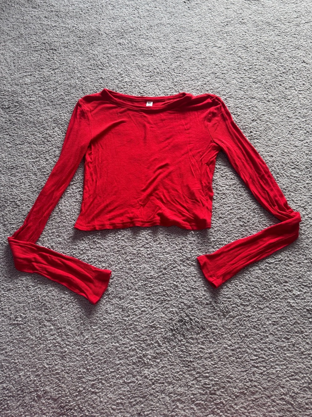 Red Cropped Long Sleeve Top